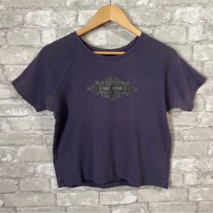 Vintage 1999 Harley Davidson Women's XL Purple Short Sleeve Sweatshirt Santa Fe